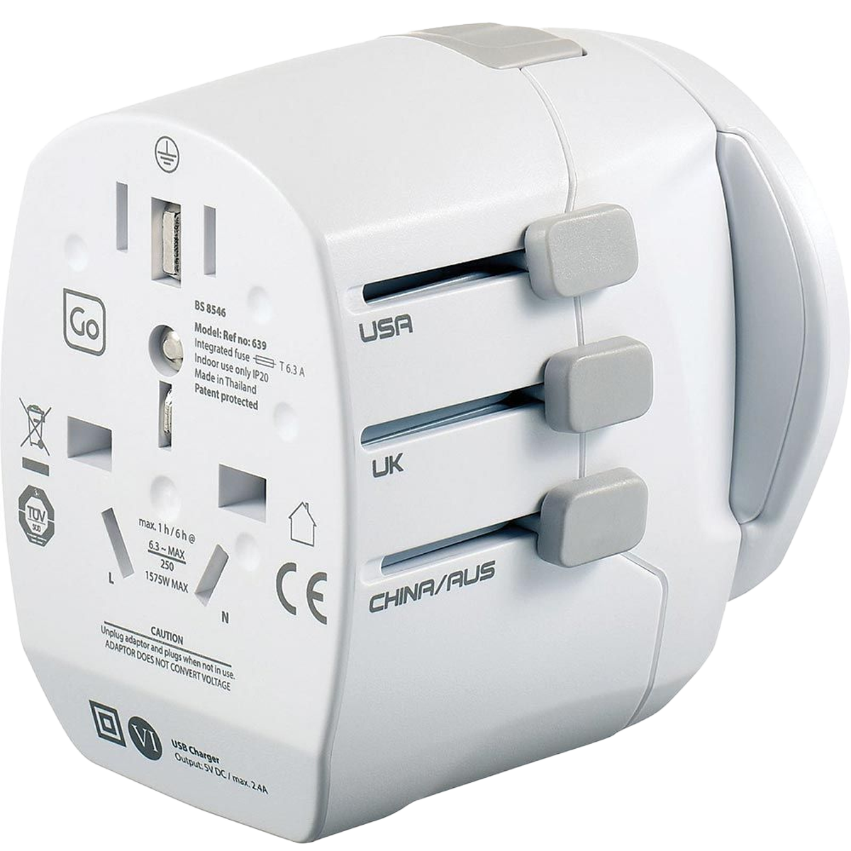 Worldwide Grounded Adaptor USB alternate view