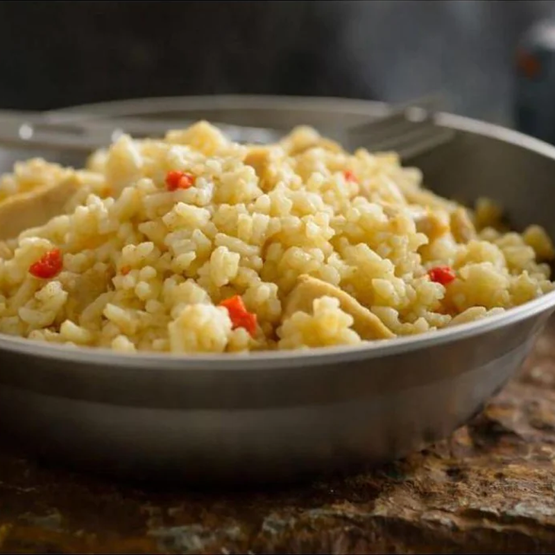 Rice and Chicken (2 Servings), Mountain House Rice and Chicken at camp