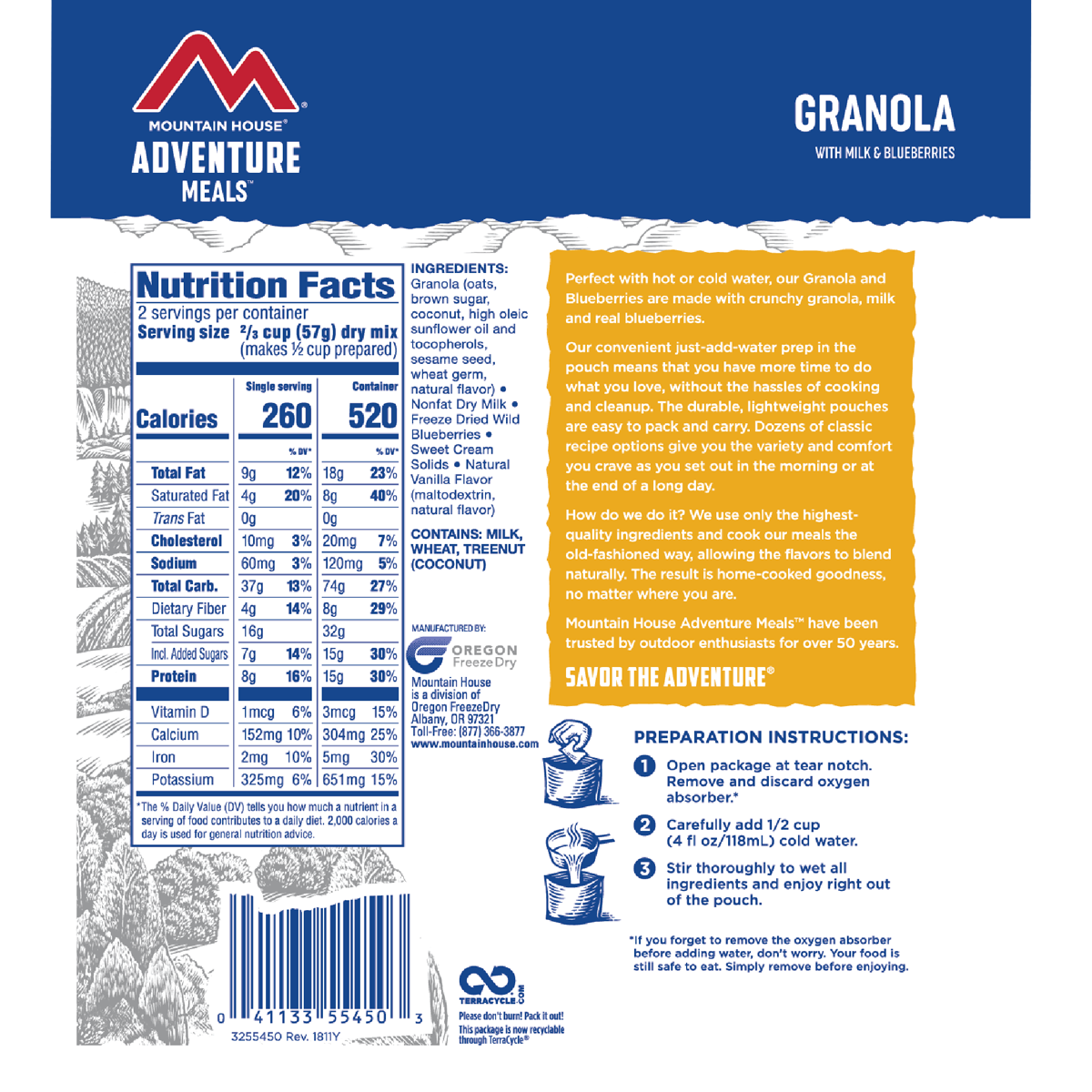 Granola with Milk & Blueberries (2 Servings) alternate view