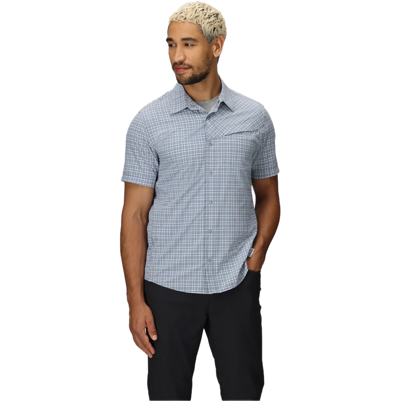 Men's Astroman Short Sleeve Sun Shirt, Outdoor Research Astroman Short Sleeve Sun Shirt in Galactic Plaid front