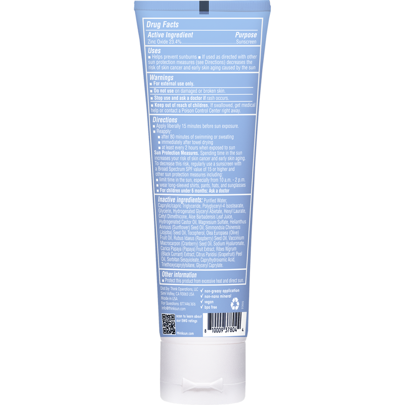 Thinksport SPF 50 Clear Zinc Sunscreen, Thinksport SPF 50 Clear Zinc Sunscreen back