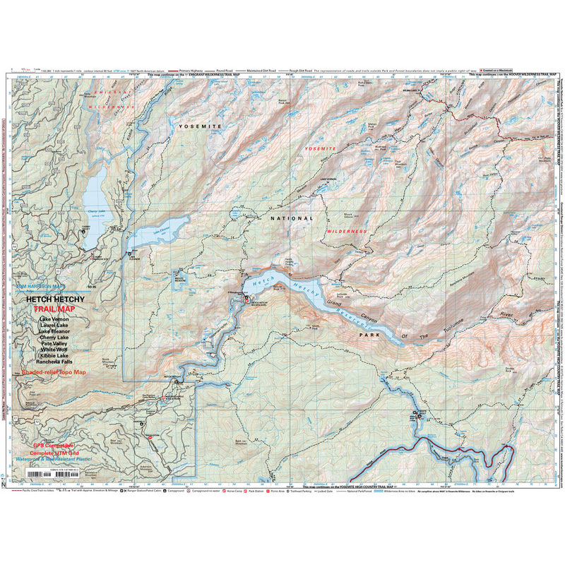 Hetch Hetchy Yosemite, Tom Harrison Maps Hetch Hetchy Yosemite detail
