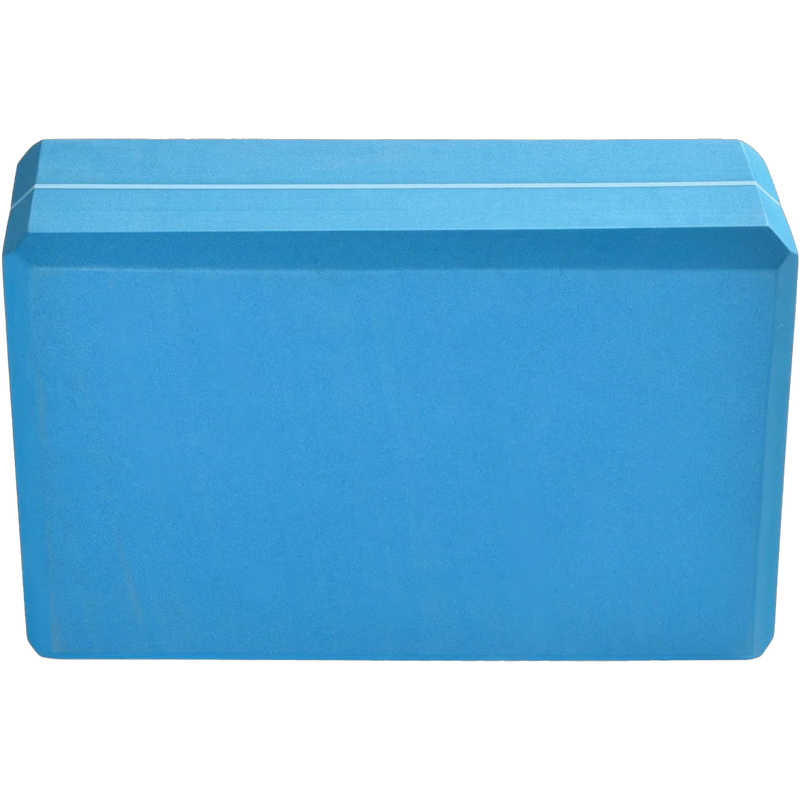 4" Foam Yoga Block, Hugger Mugger 4" Foam Yoga Block in Blue on edge back