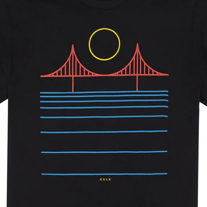 Minimal Bridge Color Unisex Tee, Minimal Bridge Color Unisex Tee close up 