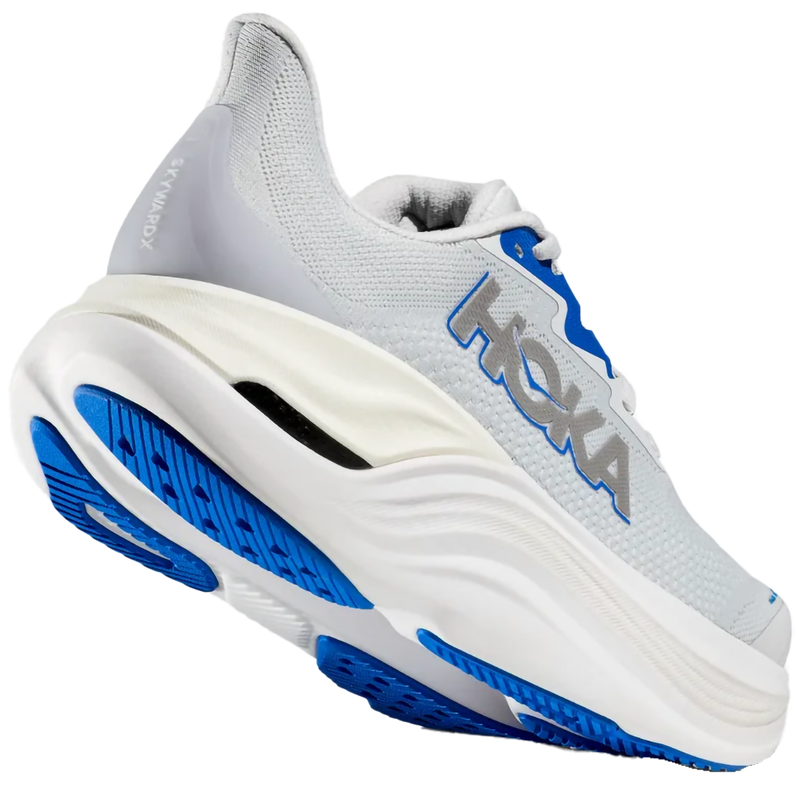 Men's Skyward X1, Hoka Men's Skyward X1 in CRYS-Cosmic Grey Silver back right and bottom