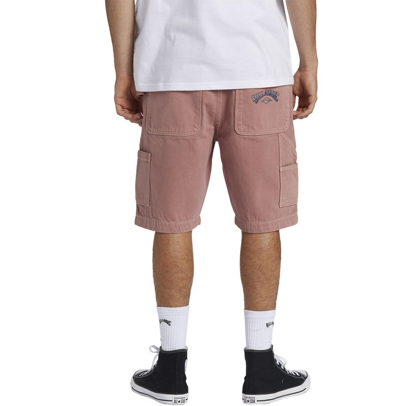 Men's Bad Dog Workwear Short, Billabong Men's Bad Dog Workwear Short in REW-Rosewood on model back