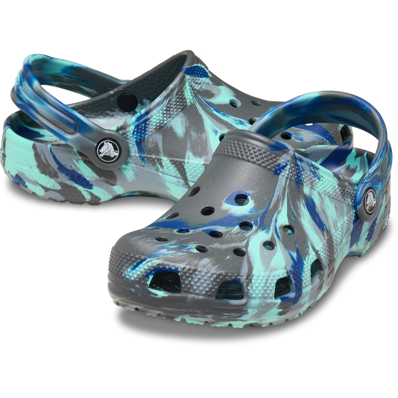 Youth Classic Marble Clog, Crocs Youth Classic Marbled Clog in 0RV-Carbon/Multi pair