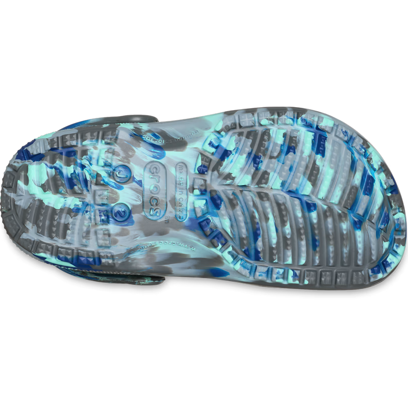 Youth Classic Marble Clog, Crocs Youth Classic Marbled Clog in 0RV-Carbon/Multi bottom