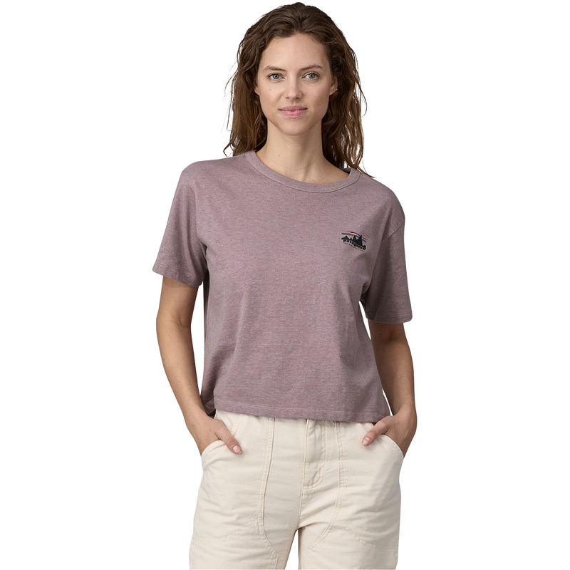 Women's '73 Skyline Easy-Cut Responsibili-Tee, Pataagonia Women's '73 Skyline Organic Easy Cut Tee in STMA-Stormy Mauve front