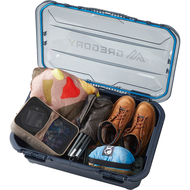 Alpaca Gear Box 45, Gregory Alpaca Gear Box 45 in Mirage Tan lid open and loaded