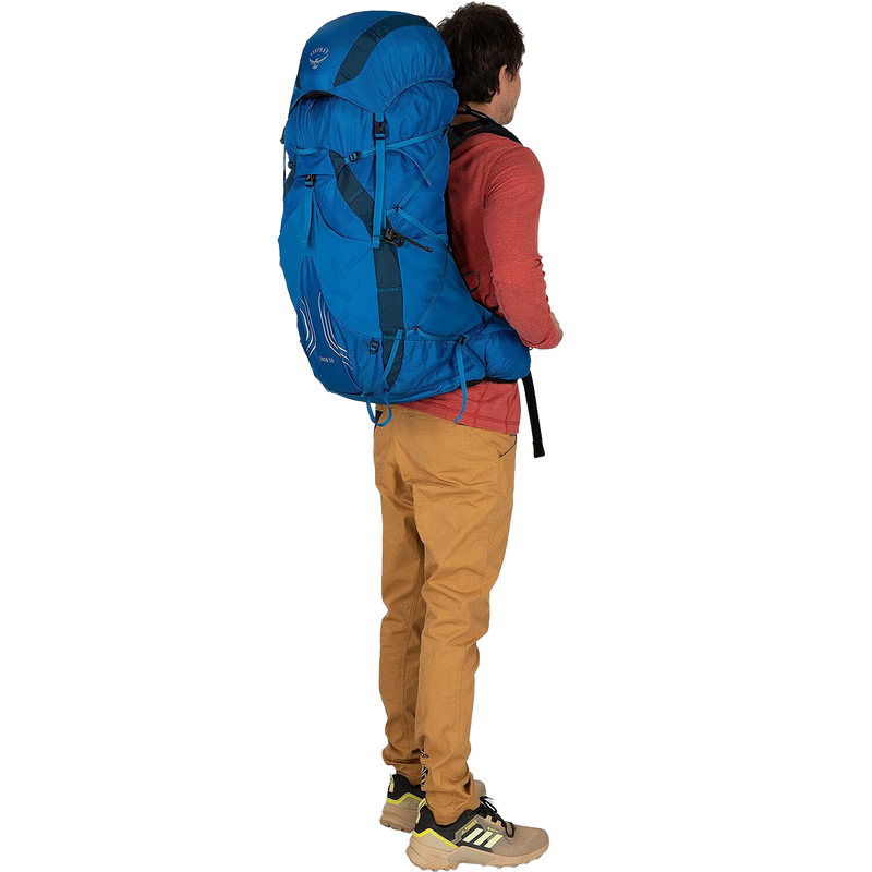 Exos 58, Osprey Exos 58 in Blue Ribbon on model back right