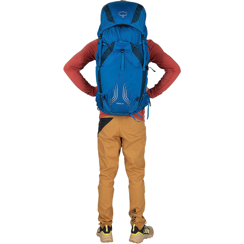 Exos 58, Osprey Exos 58 in Blue Ribbon on model back