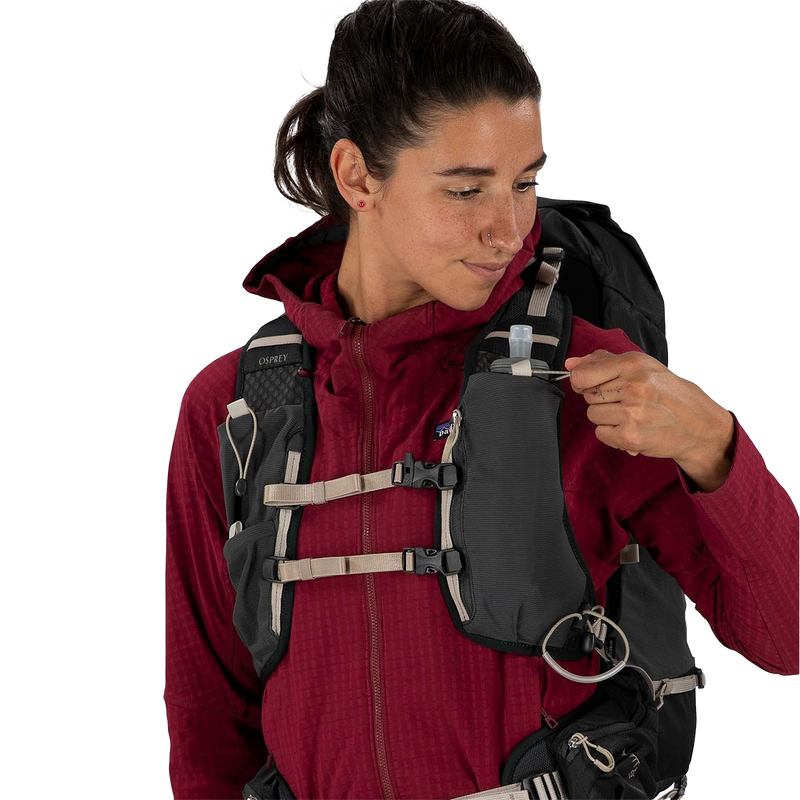 Women's Tempest Velocity 30, Osprey Women's Tempest Velocity 30 in Pashmina/Melon on model