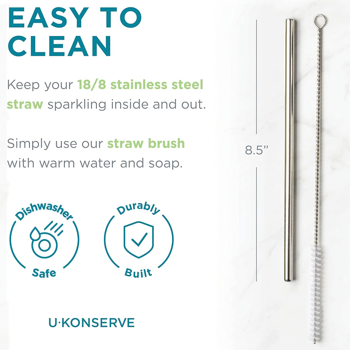 Stainless Steel Straw + Straw Brush alternate view