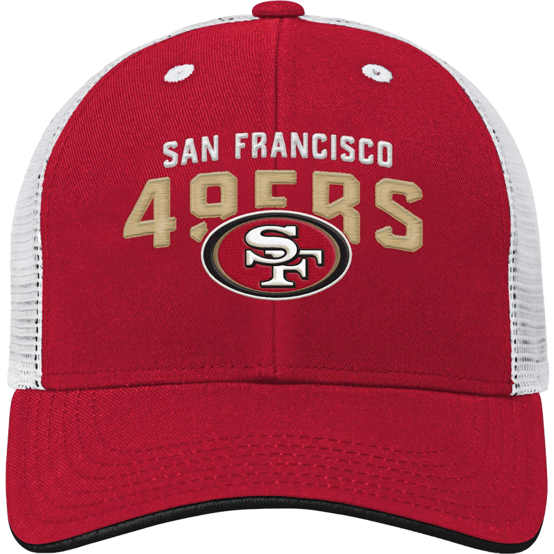 Youth 49ers Core Lockup Meshback Adjustable Hat, Outerstuff Youth 49ers Core Lockup Meshback Adjustable in Dark Red
