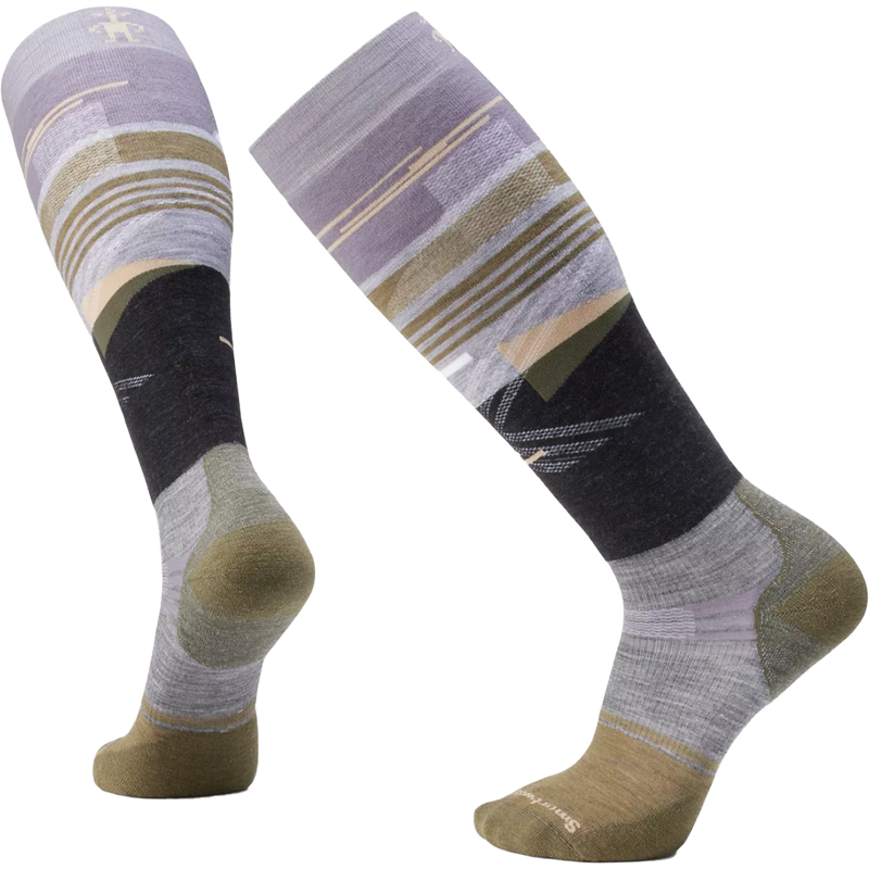 Men's Snowboard Targeted Cushion Broken Lines Pattern Over The Calf Socks, Featured Image