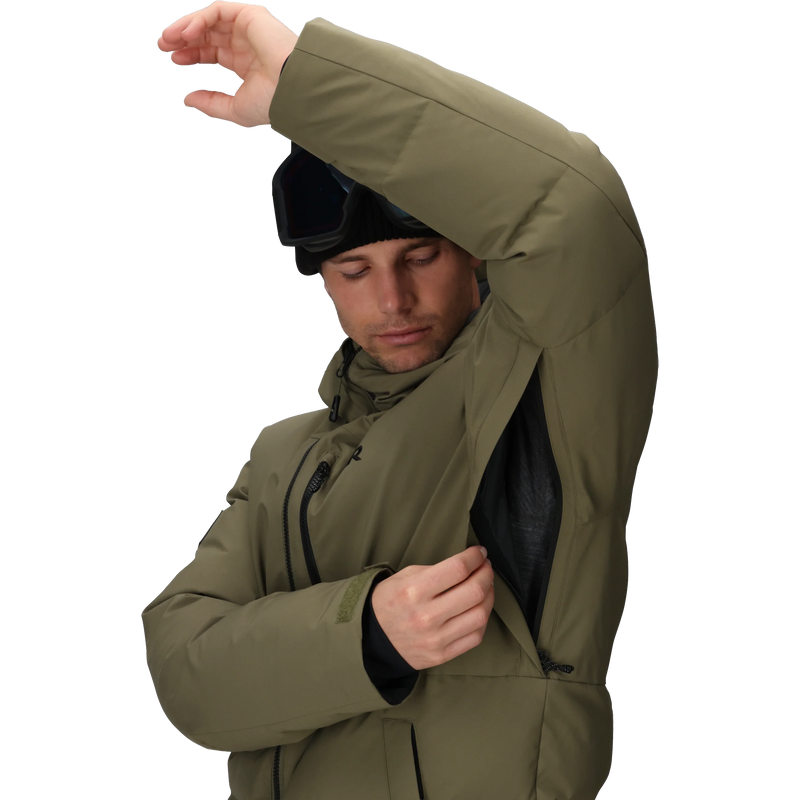 Men's Snowcrew Down Jacket, Outdoor Research Men's Snowcrew Down Jacket in 2288-Ranger Green pit vent