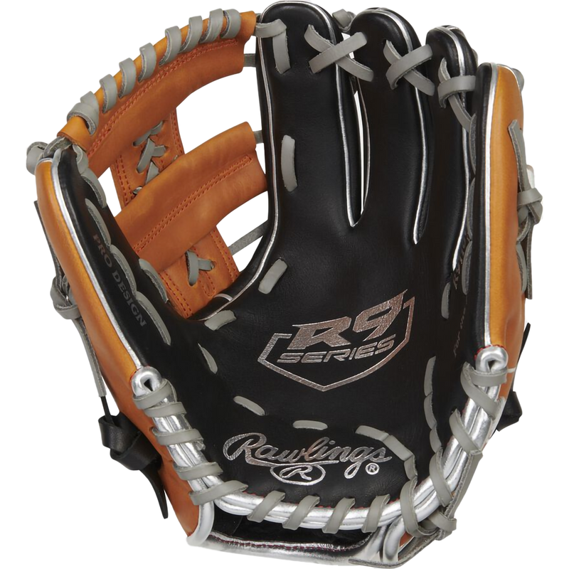 R9 Contour Infield - 11" Single Post Web, Rawlings R9 Contour Infield - 11" Single Post Web in Black/Tan palm