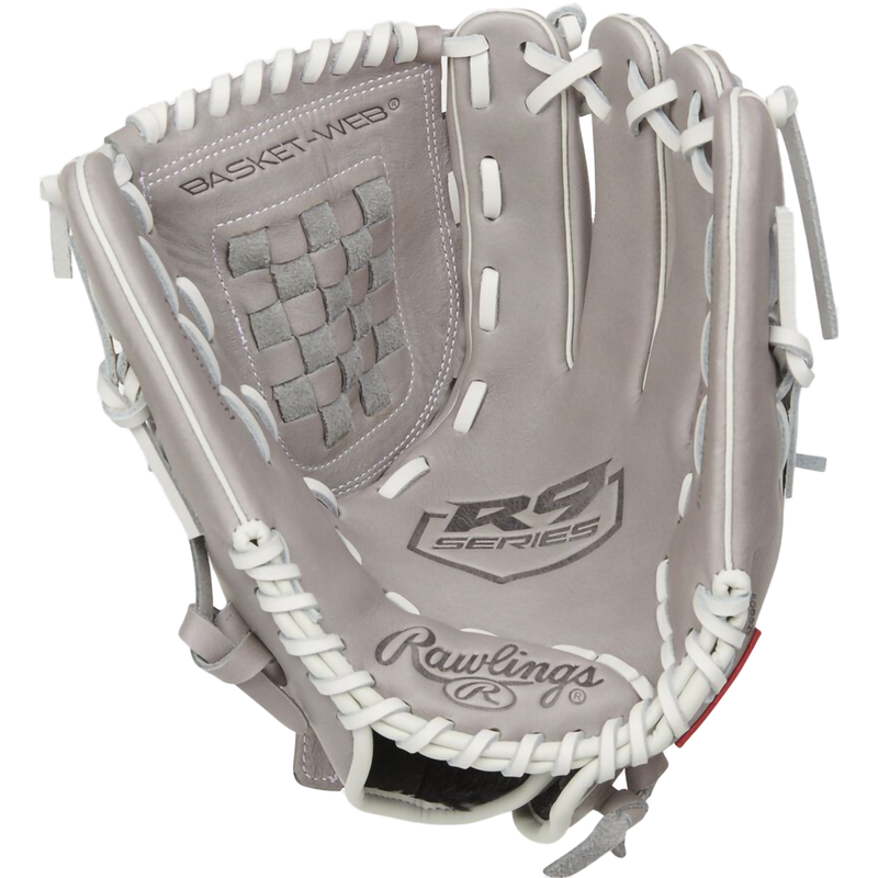 R9 Series Fastpitch Infield - 12" Basket Web, Rawlings R9 Series Fastpitch Infield - 12" Basket Web in Grey palm