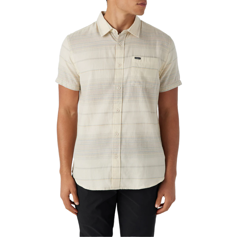 Men's Seafaring Stripe Short Sleeve Standard Fit, O'Neill Men's Seafaring Stripe Short Sleeve Standard Fit in Cream front