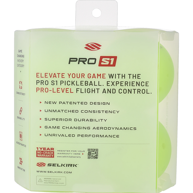 Pro S1 Ball (4 Pack), Selkirk Sport Pro S1 Ball 4 Pack back of package