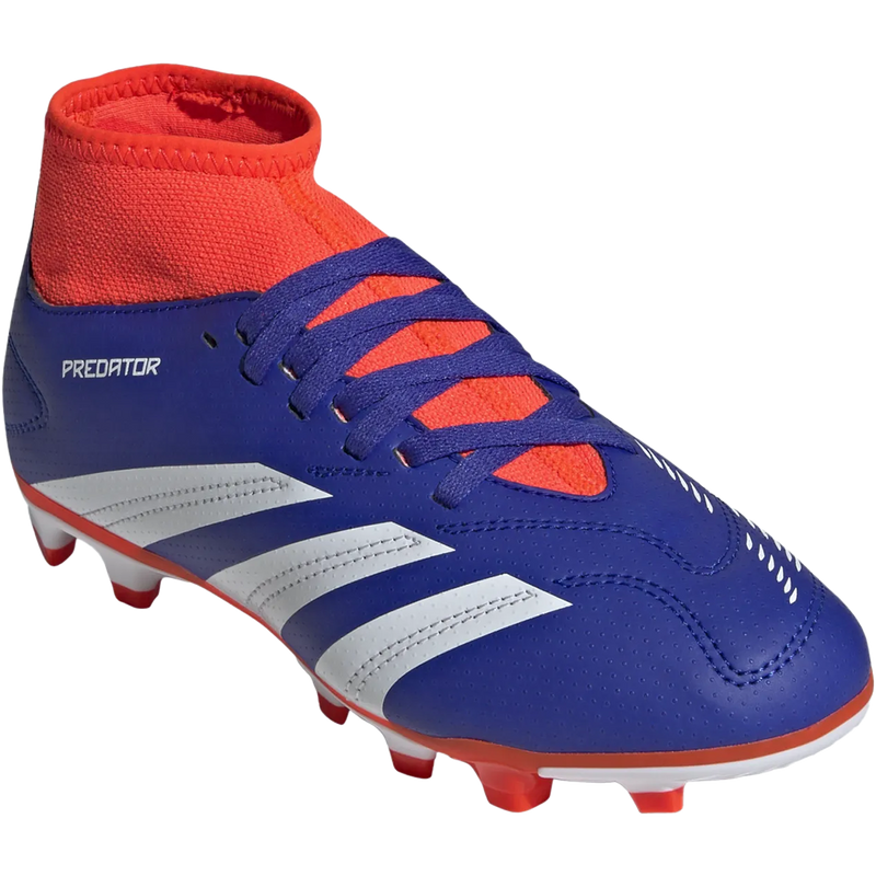 Youth Predator Club Sock FxG, Adidas Youth Predator Club Sock FxG in Lucid Blue/White/Solar Red front right