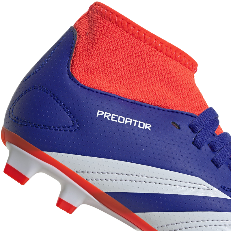 Youth Predator Club Sock FxG, Adidas Youth Predator Club Sock FxG in Lucid Blue/White/Solar Red heel