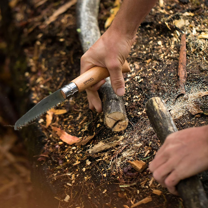 No.12 Carbon Steel Folding Saw, Opinel No.12 Carbon Steel Folding Saw with cut tree limb