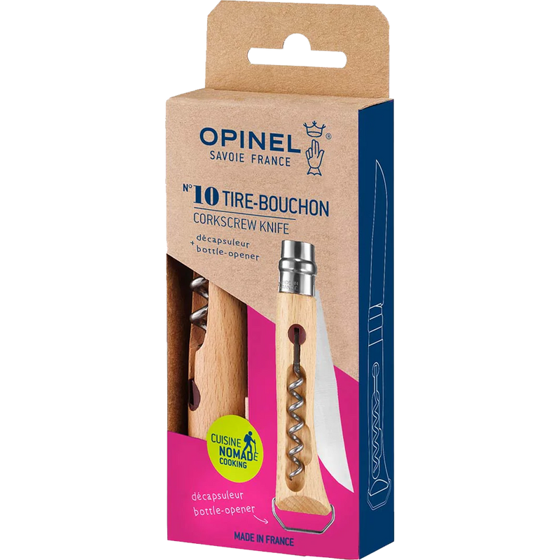 No. 10 Corkscrew Bottle Knife with Bottle Opener, Opinel No. 10 Corkscrew Bottle Knife with Bottle Opener in packaging
