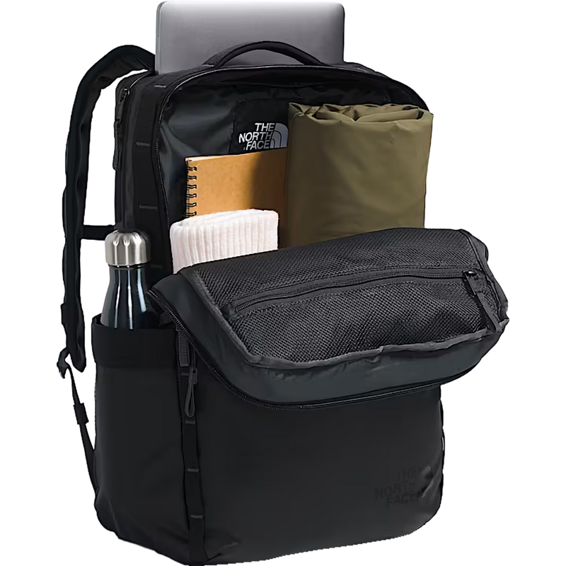 Base Camp Voyager Daypack, The North Face Base Camp Voyager Daypack in KT0-TNF Black/Asphalt Grey unzipped