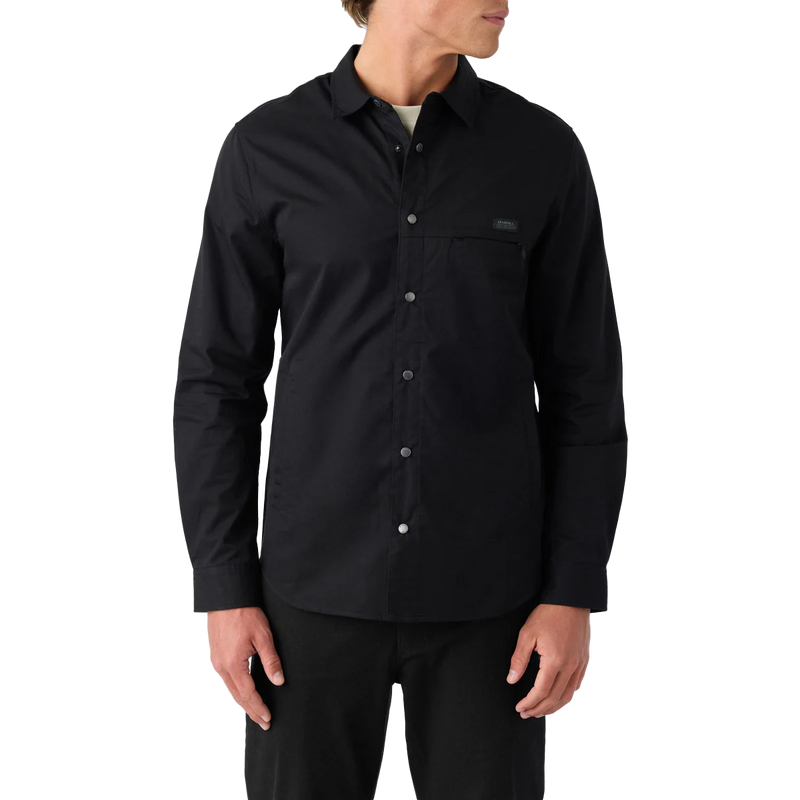Men's TRVLR Drifter Overshirt, O'Neill Men's TRVLR Drifter Overshirt in BLK-Black on model