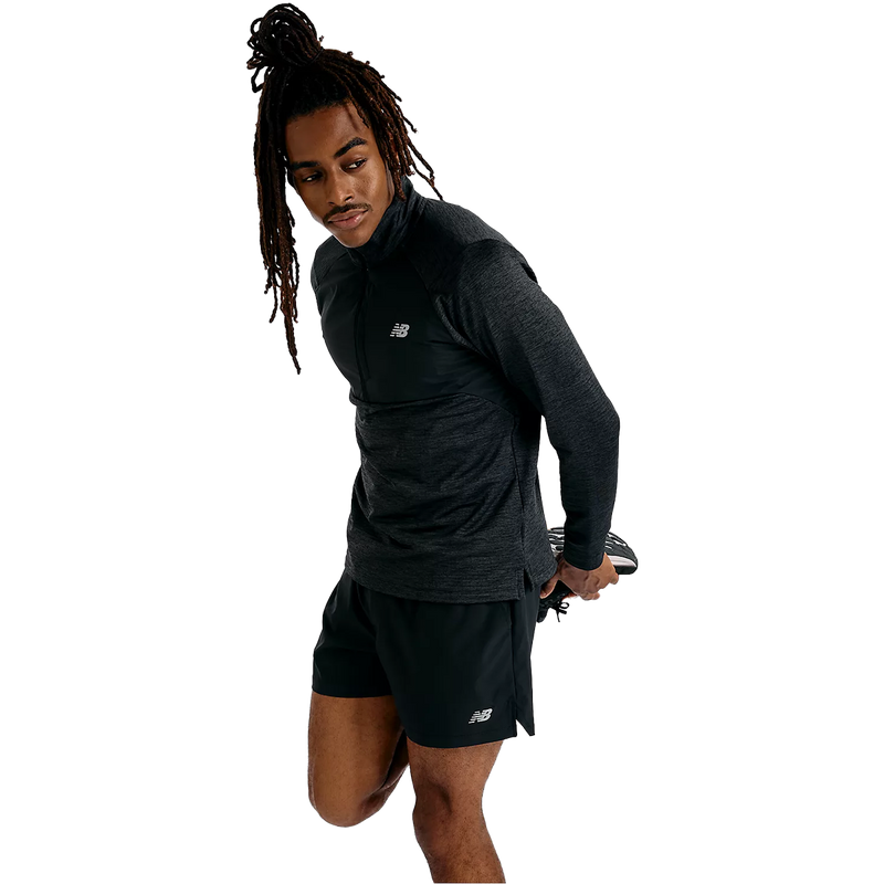 Men's Athletics Heat Grid 1/2 Zip, New Balance Men's Athletics Heat Grid 1/2 Zip in Black front left action