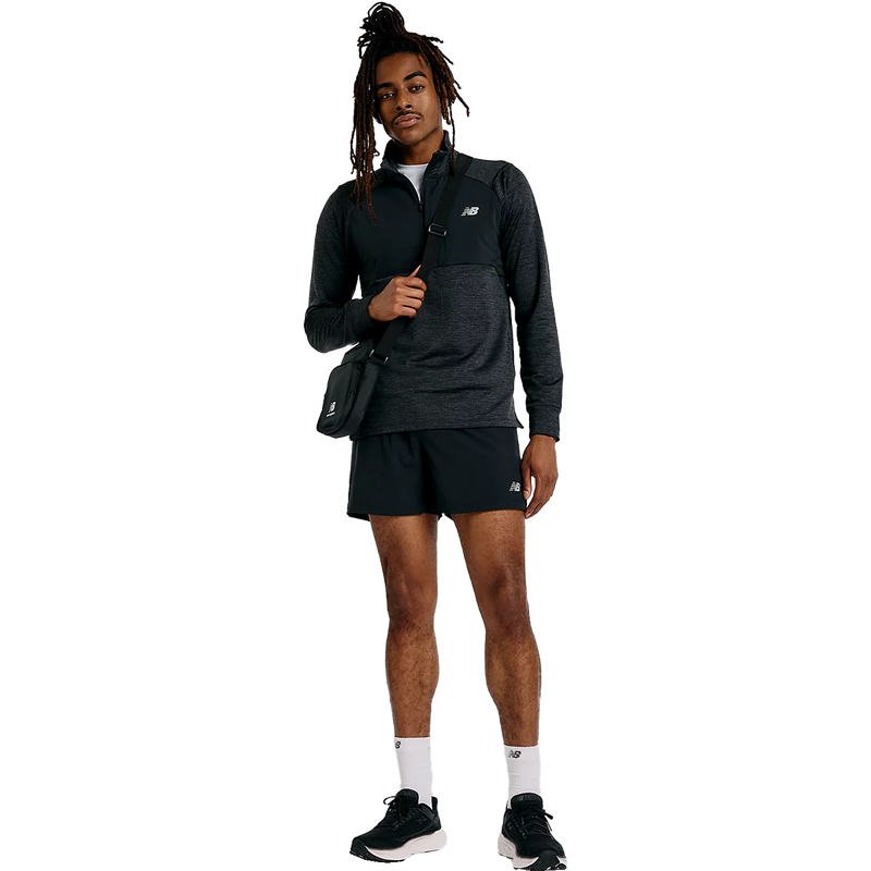 Men's Athletics Heat Grid 1/2 Zip, New Balance Men's Athletics Heat Grid 1/2 Zip in Black front full