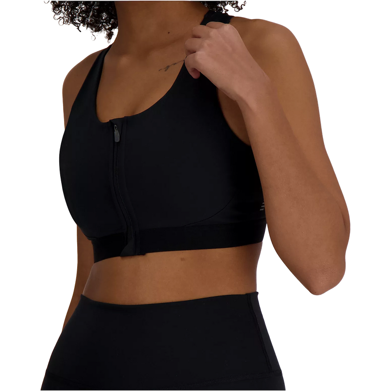 Women's NB Sleek Pocket Zip Front Bra, Women's NB Sleek Pocket Zip Front Bra in Black front