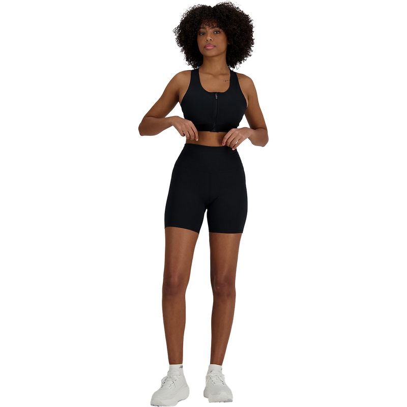 Women's NB Sleek Pocket Zip Front Bra, Women's NB Sleek Pocket Zip Front Bra in Black front full length