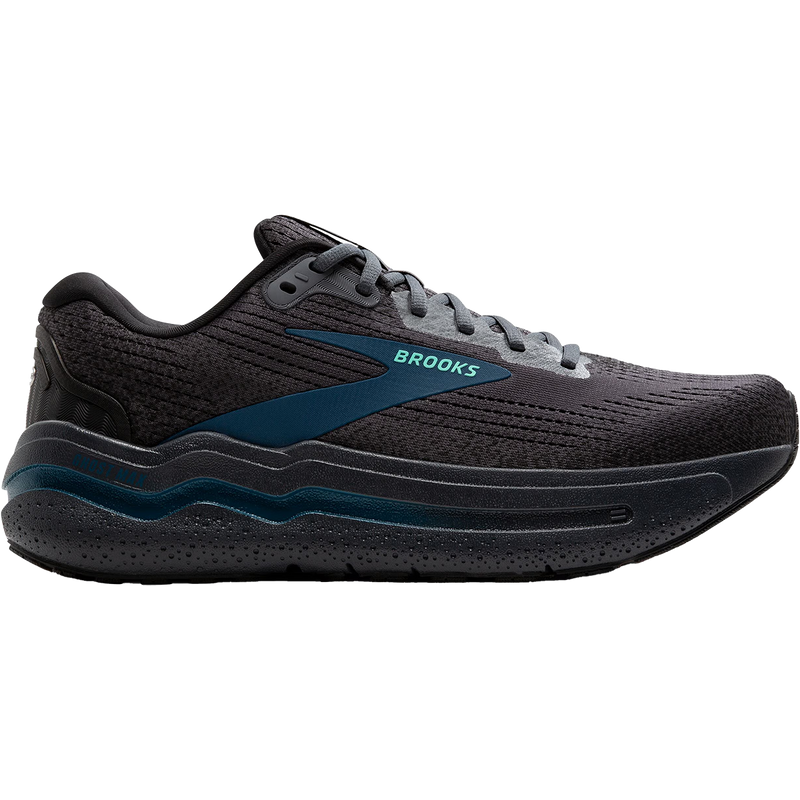Brooks Men's Ghost Max 2 in 081-Ebony/Cockatoo/Blue outside right profile