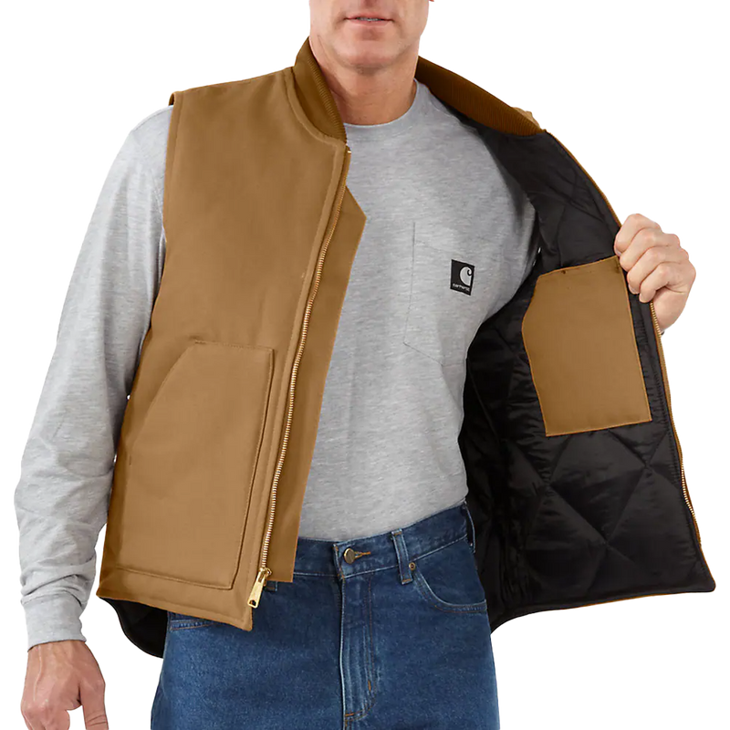 Men's Relaxed Fit Firm Duck Insulated Rib Collar Vest, Carhartt Relaxed Fit Firm Duck Insulated Rib Collar Vest inside