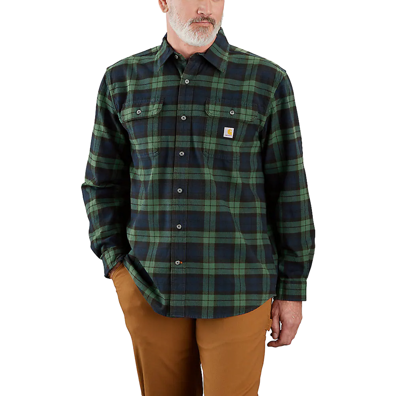 Men's Loose Fit Heavyweight Flannel Long-Sleeve Plaid Shirt, Carhartt Loose Fit Heavyweight Flannel Long-Sleeve Plaid Shirt front