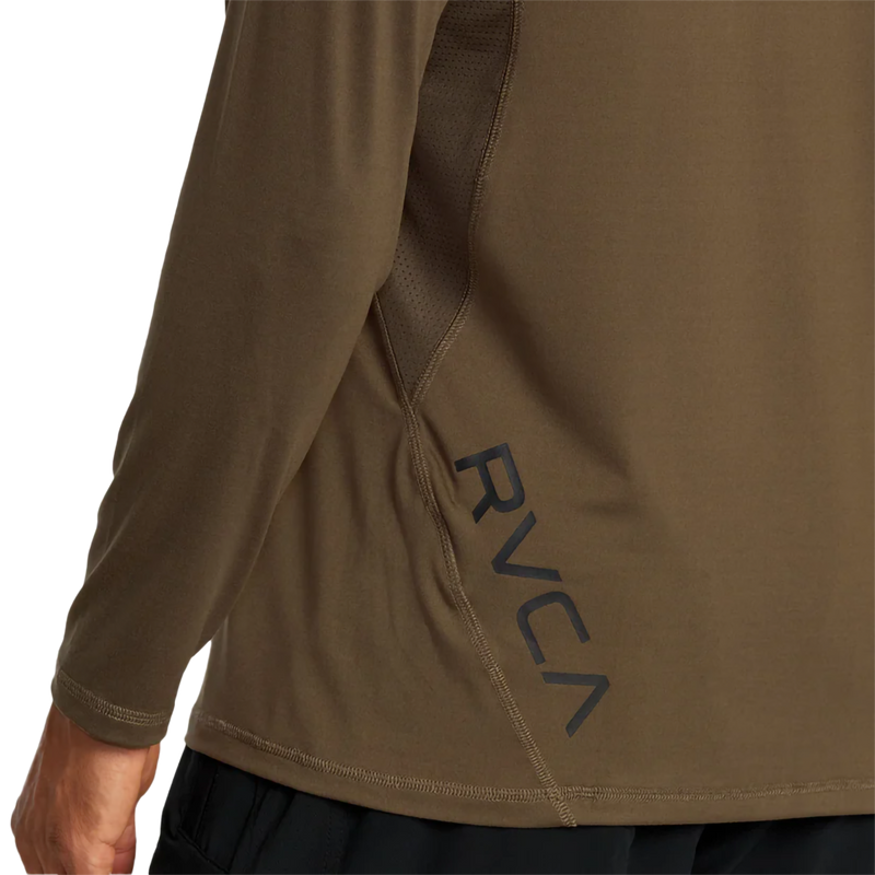 Men's Sport Vent Long Sleeve Tee, RVCA Men's Sport Vent Long Sleeve Tee in Mocha back logo