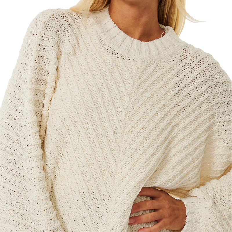 Women's Classic Surf Knit Crew, Rip Curl Women's Classic Surf Knit Crew in Bone front 