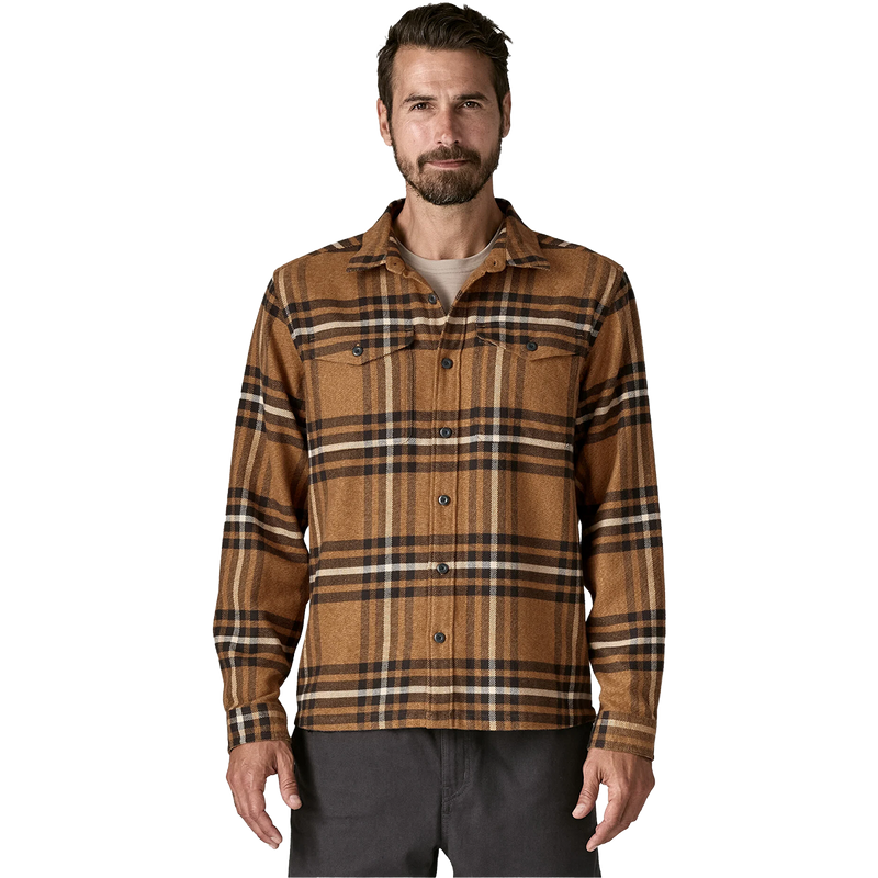 Men's Fjord Flannel Long Sleeve, Patagonia Men's Fjord Flannel Long Sleeve in CDBN-Catch: Deer Brown front