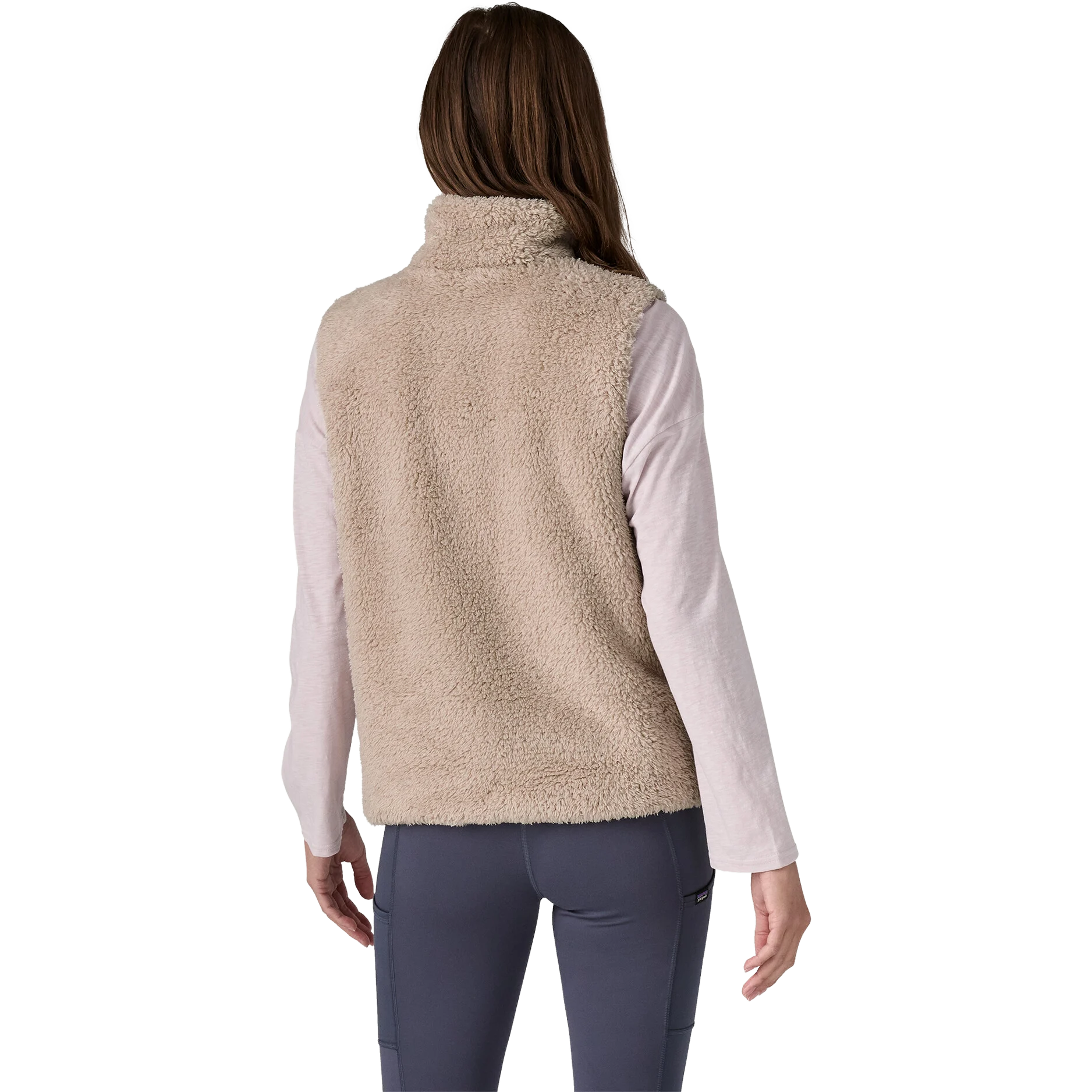 Patagonia Women's Los Gatos Vest in STPE Shroom Taupe on model back