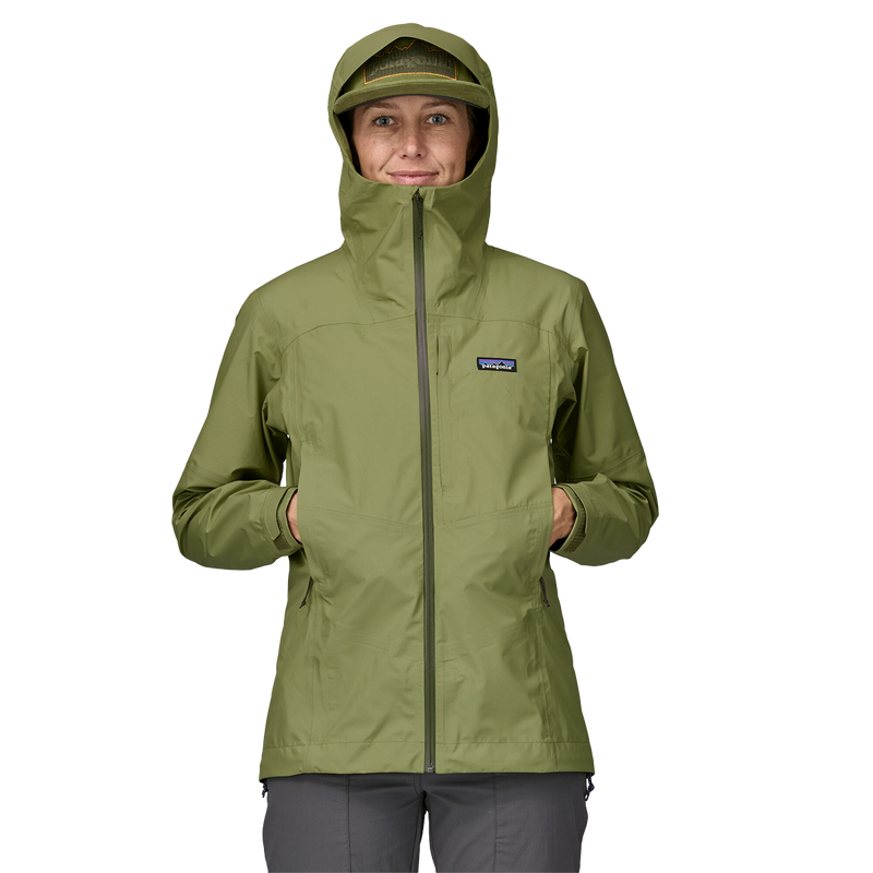 Women's Boulder Fork Rain Jacket, Patagonia W Boulder Fork Rain Jacket Hood On View