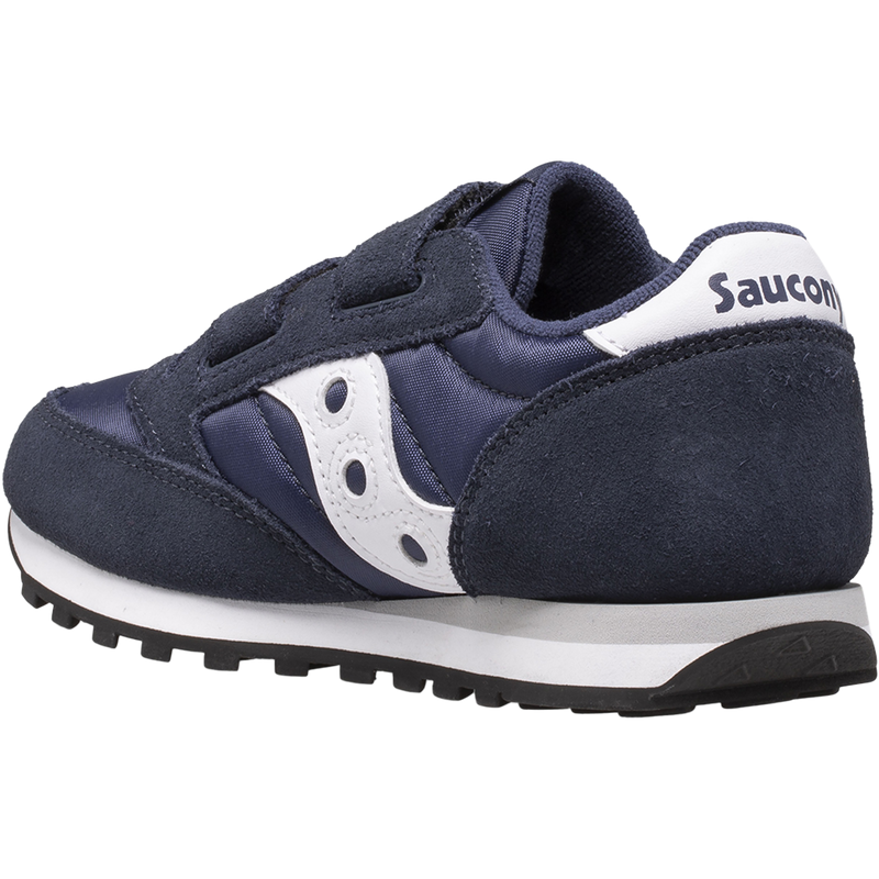 Youth Jazz Double Hook and Loop, Saucony Youth Jazz Double Hook and Loop in Navy/White back left