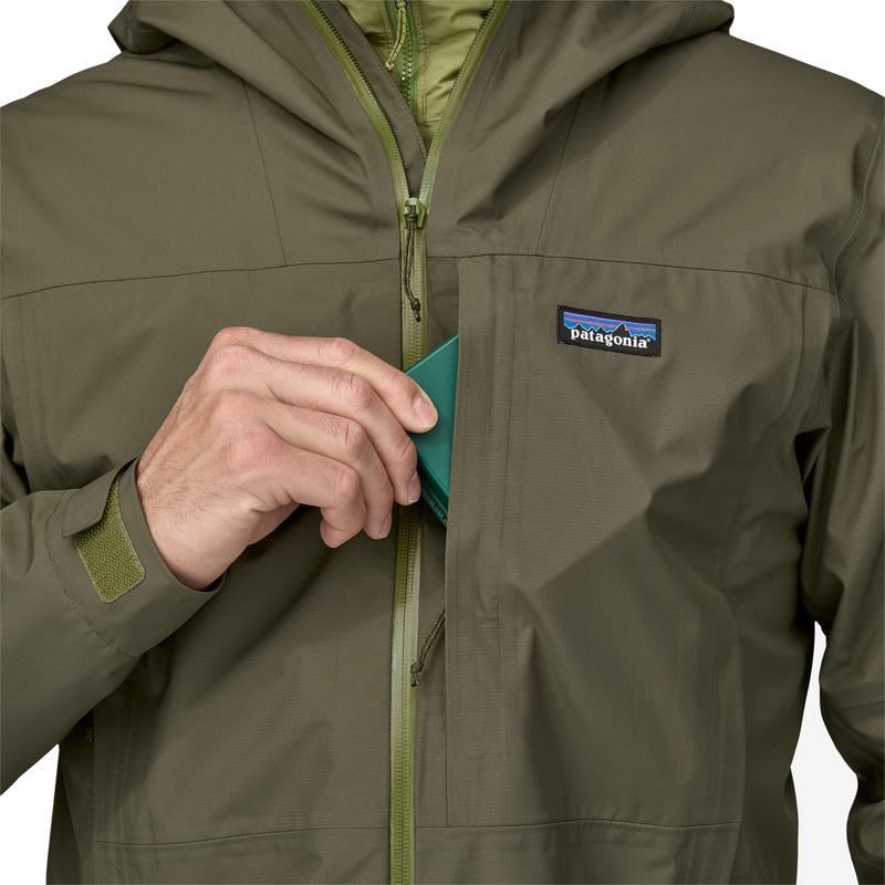 Men's Boulder Fork Rain Jacket, Patagonia Boulder Fork Rain Jacket Chest Pocket View