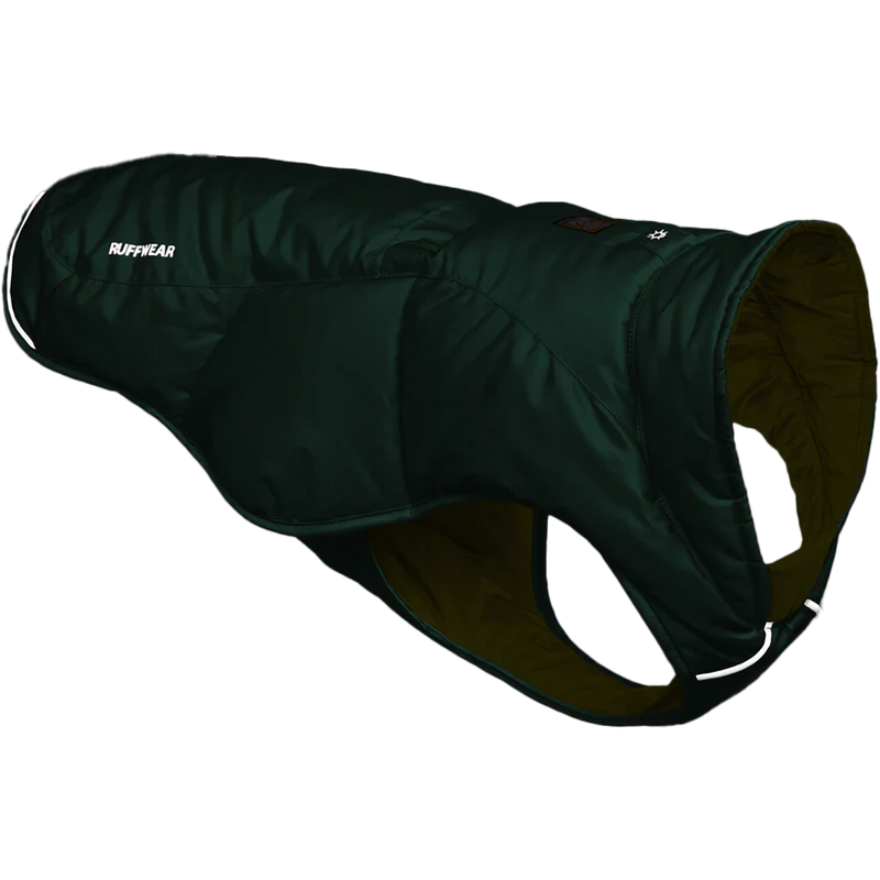 Quinzee Jacket, Ruffwear Quinzee Jacket in River Rock Green night reflectors