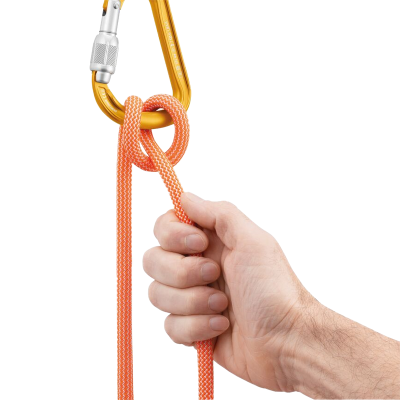 Attache Screw-Lock, Petzl Attache Screw-Lock in Yellow action with munter hitch