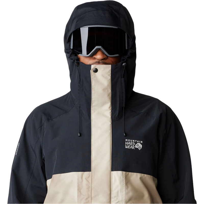 Men's First Tracks Jacket, Mountain Hardwear Men's First Tracks Jacket in Badlands Dunes Black hood