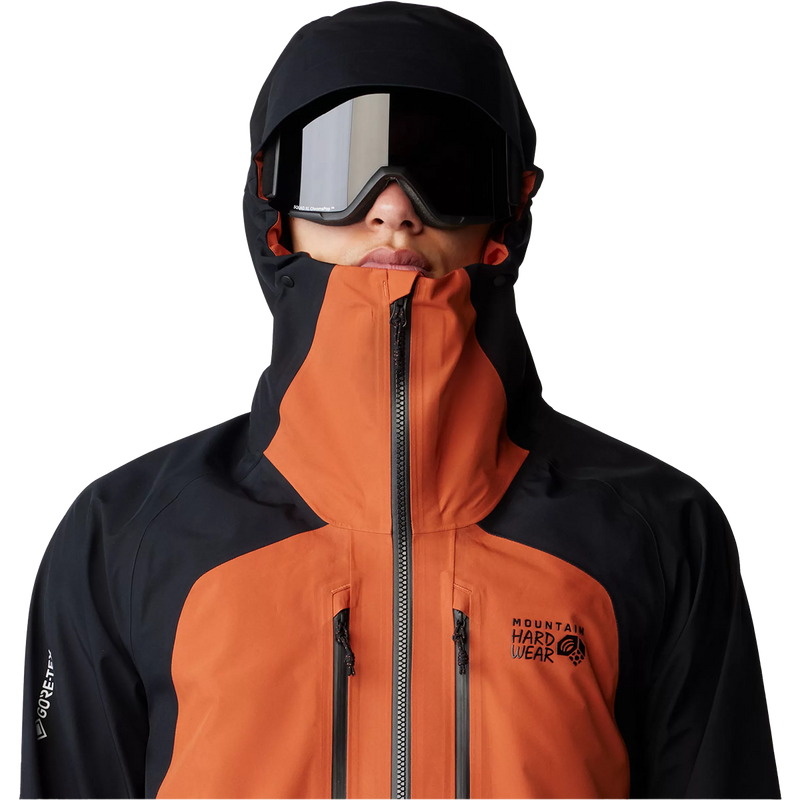 Men's Boundary Ridge Gore-Tex Jacket, Mountain Hardwear Men's Boundary Ridge Gore-Tex Jacket in Raw Carnelian Black hood