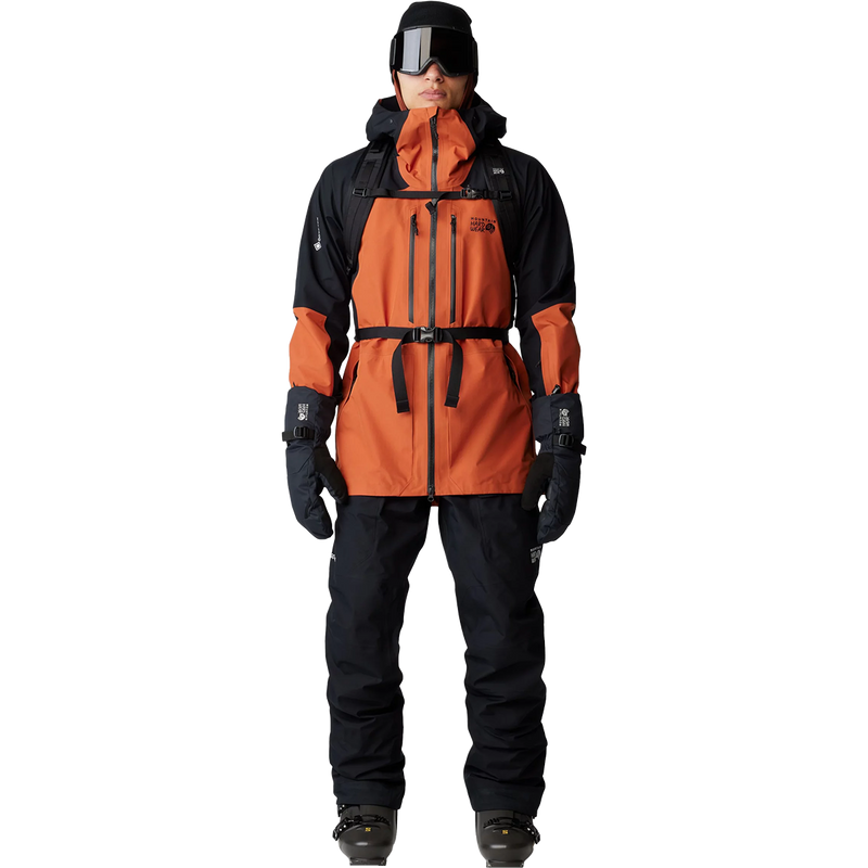 Men's Boundary Ridge Gore-Tex Jacket, Mountain Hardwear Men's Boundary Ridge Gore-Tex Jacket in Raw Carnelian Black on model front with jacket